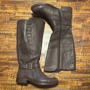 boc Dark Brown Leather Boots with Treaded Soles